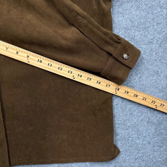 Talbots Brown Microsuede Overshirt Shacket Womens L Boho Chic Western Casual - Picture 14 of 14